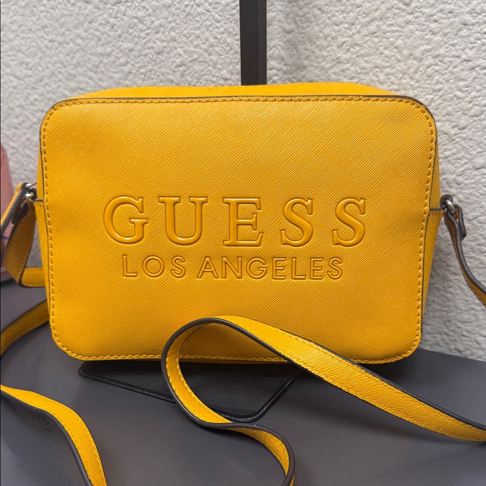 GUESS Los Angeles Mustard Camera Crossbody Bag